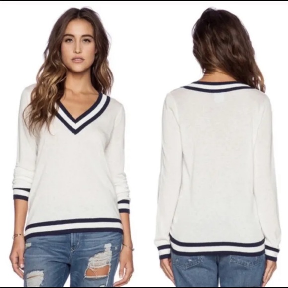 C&C California Cashmere Ivory Tennis Sweater - S - Picture 4 of 11